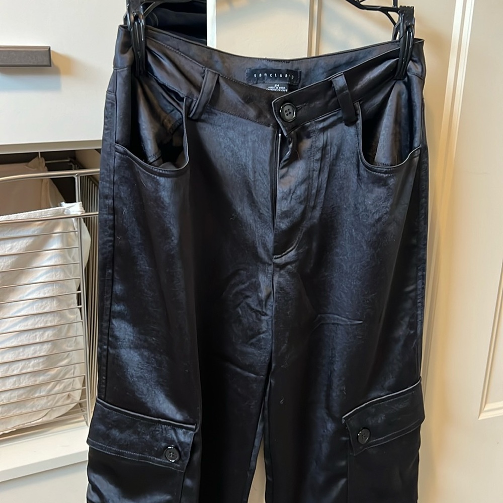 Satin Cargo Pants
